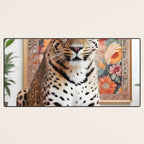 Summer Home, Leopard Tiger Cheetah Indoors Moroccan Rug, Photography Eclectic Wildlife Animals, Home Pets Wild Cats Desk Mat Gallery Image 3