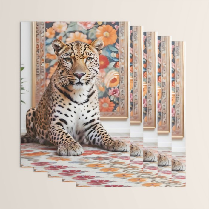 Summer Home, Leopard Tiger Cheetah Indoors Moroccan Rug, Photography Eclectic Wildlife Animals, Home Pets Wild Cats Wrapping Paper Gallery Image 3