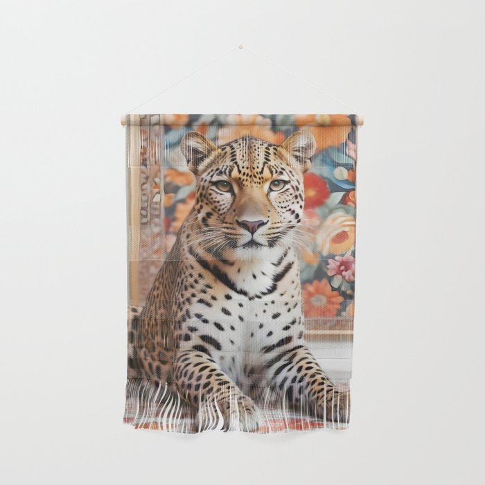 Summer Home, Leopard Tiger Cheetah Indoors Moroccan Rug, Photography Eclectic Wildlife Animals, Home Pets Wild Cats Wall Hanging Gallery Image 1