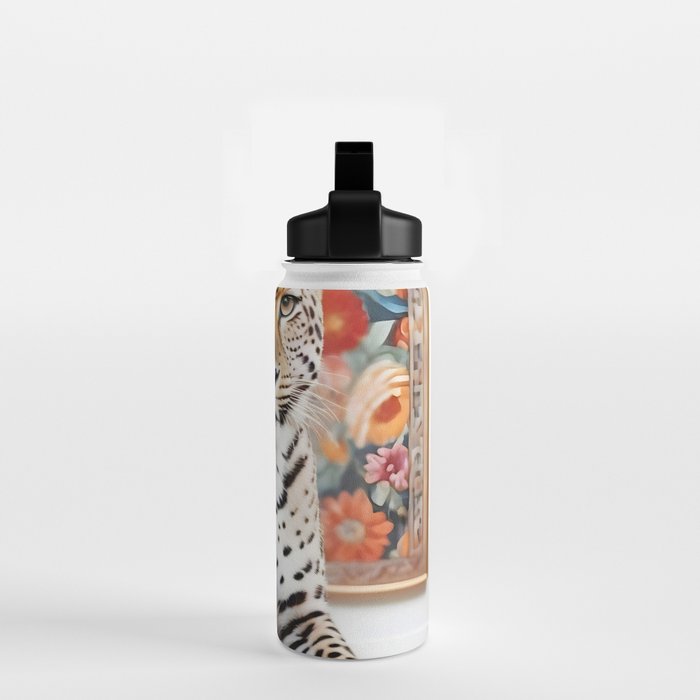 Summer Home, Leopard Tiger Cheetah Indoors Moroccan Rug, Photography Eclectic Wildlife Animals, Home Pets Wild Cats Water Bottle Gallery Image 2