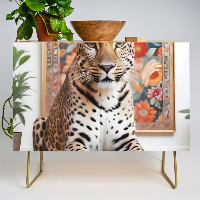 Summer Home, Leopard Tiger Cheetah Indoors Moroccan Rug, Photography Eclectic Wildlife Animals, Home Pets Wild Cats Credenza Gallery Image 1