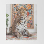 Summer Home, Leopard Tiger Cheetah Indoors Moroccan Rug, Photography Eclectic Wildlife Animals, Home Pets Wild Cats Throw Blanket Gallery Image 2