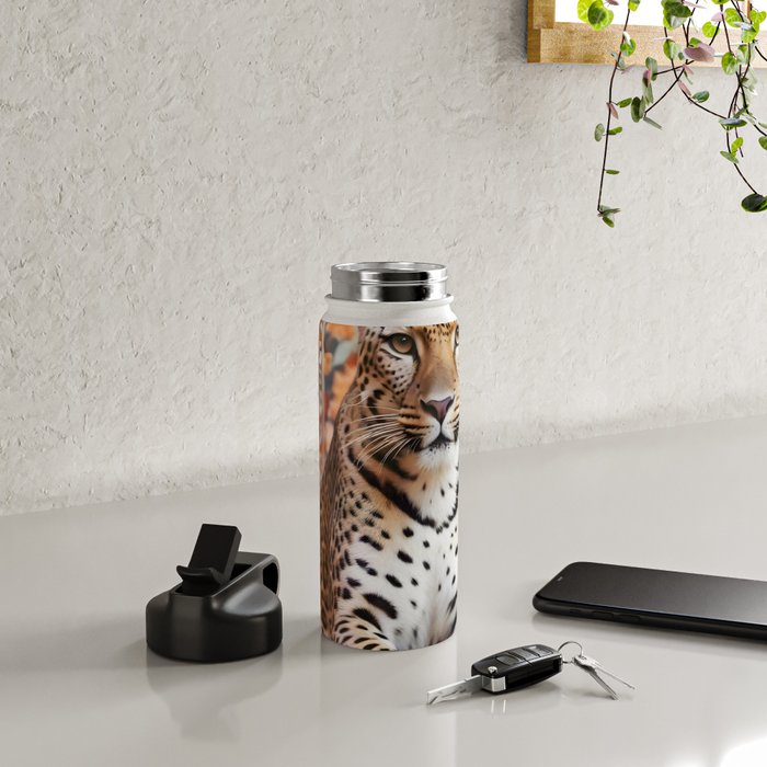 Summer Home, Leopard Tiger Cheetah Indoors Moroccan Rug, Photography Eclectic Wildlife Animals, Home Pets Wild Cats Water Bottle Gallery Image 4