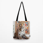 Summer Home, Leopard Tiger Cheetah Indoors Moroccan Rug, Photography Eclectic Wildlife Animals, Home Pets Wild Cats Tote Bag Gallery Image 2