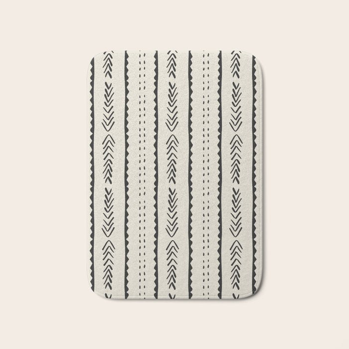 Ivory Mud Cloth Pattern Bath Mat Gallery Image 1