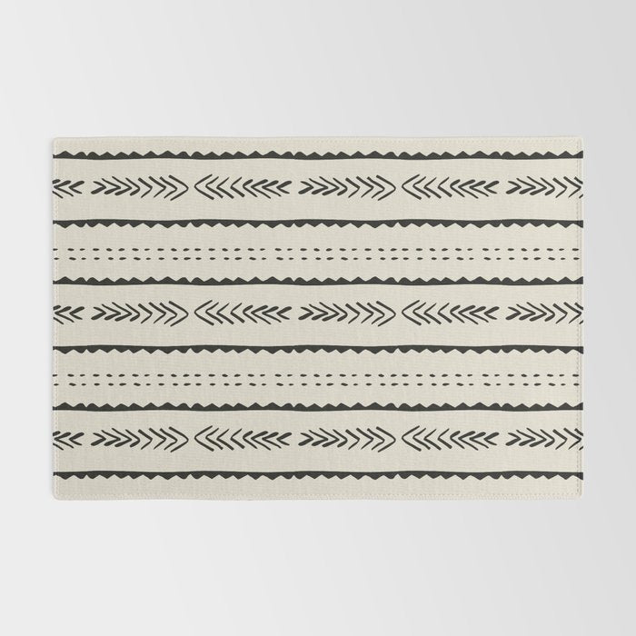 Ivory Mud Cloth Pattern Rug Gallery Image 2