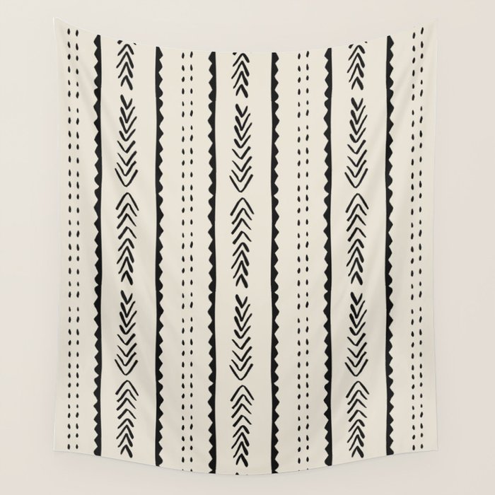 Ivory Mud Cloth Pattern Wall Tapestry Gallery Image 4