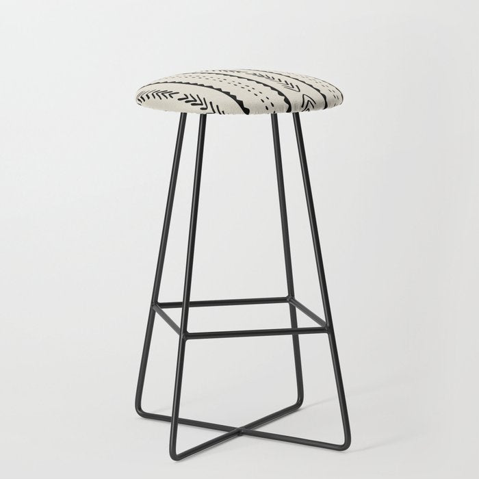Ivory Mud Cloth Pattern Stool Gallery Image 1