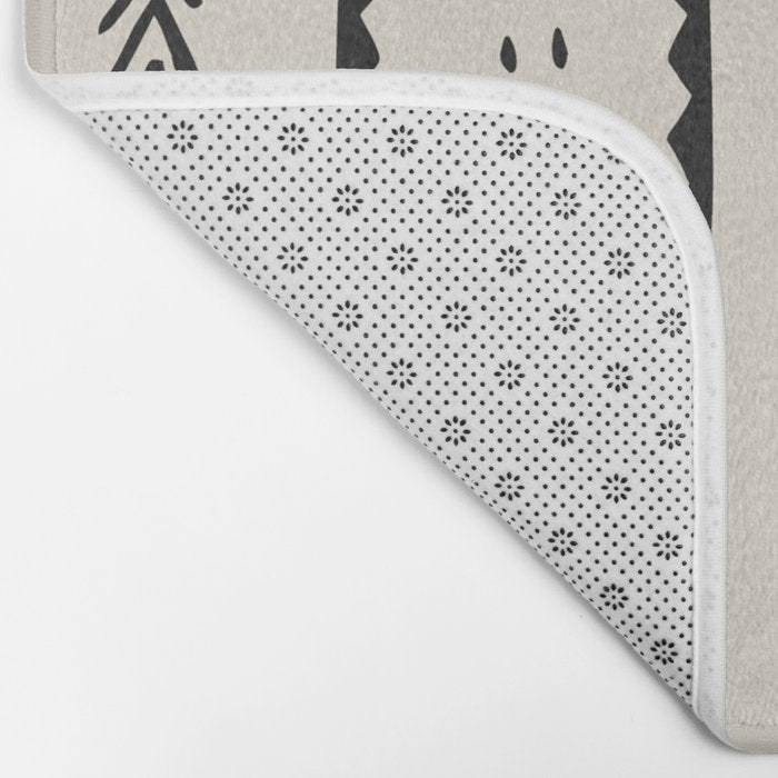 Ivory Mud Cloth Pattern Bath Mat Gallery Image 2