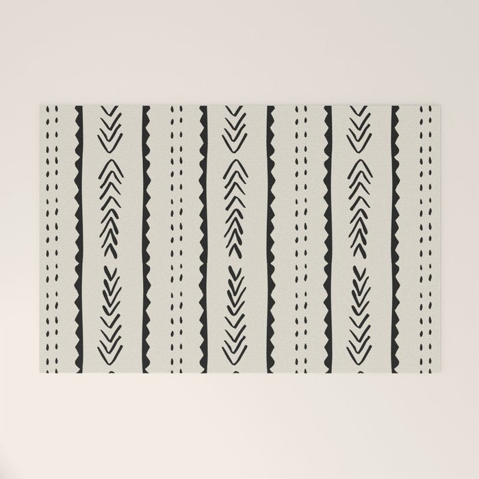 Ivory Mud Cloth Pattern Welcome Mat Gallery Image 1