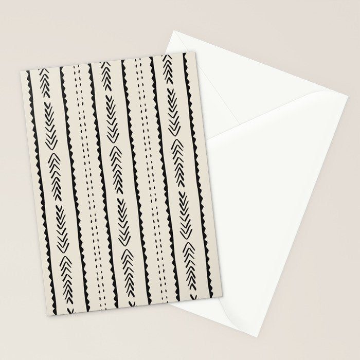 Ivory Mud Cloth Pattern Stationery Card Gallery Image 2