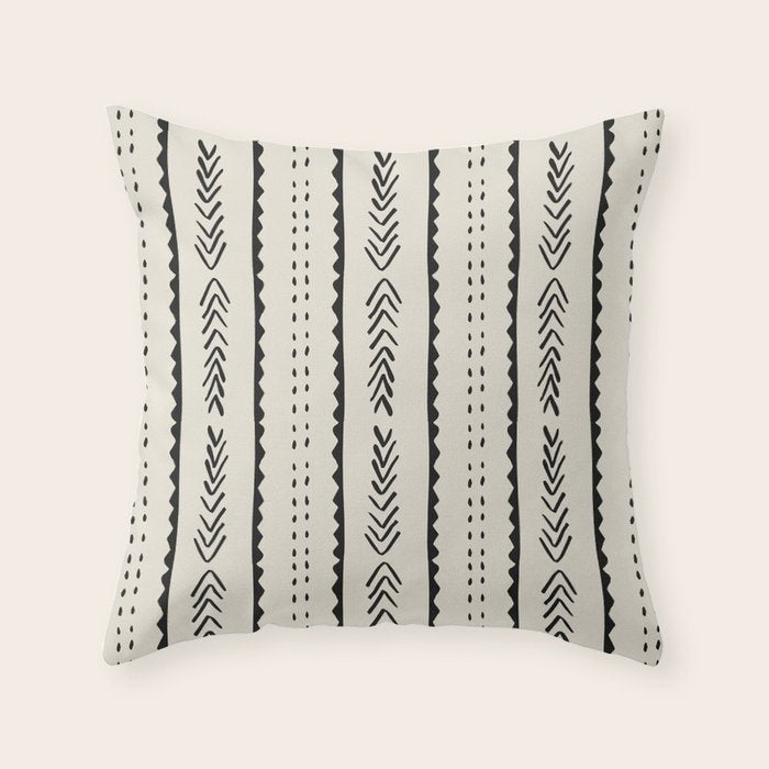Ivory Mud Cloth Pattern Throw Pillow Gallery Image 1