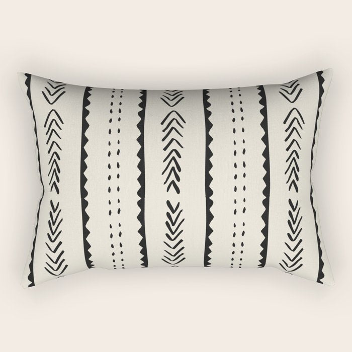 Ivory Mud Cloth Pattern Rectangular Pillow Gallery Image 2