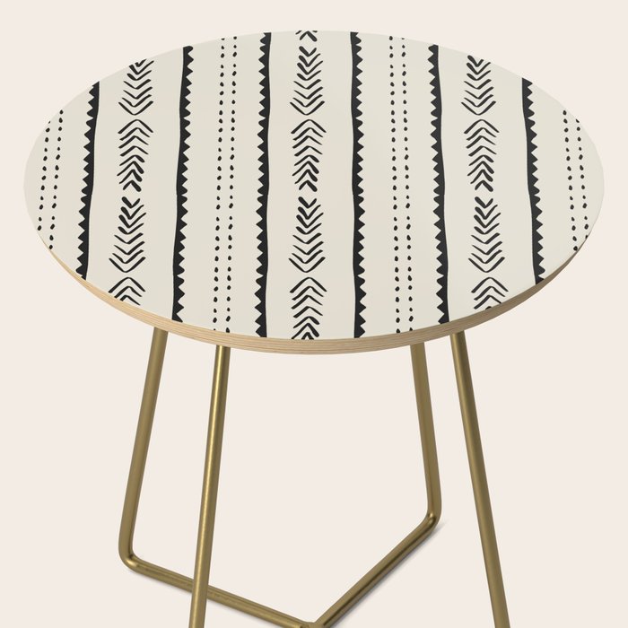 Ivory Mud Cloth Pattern Side Table Gallery Image 2