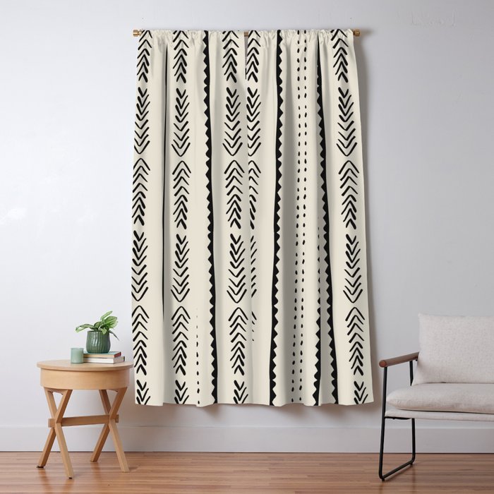 Ivory Mud Cloth Pattern Window Curtain