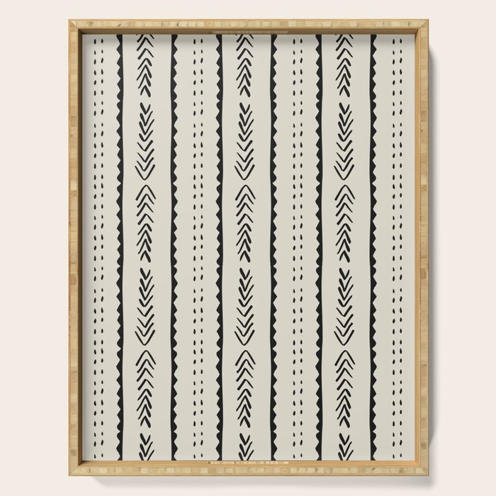 Ivory Mud Cloth Pattern Serving Tray Gallery Image 1