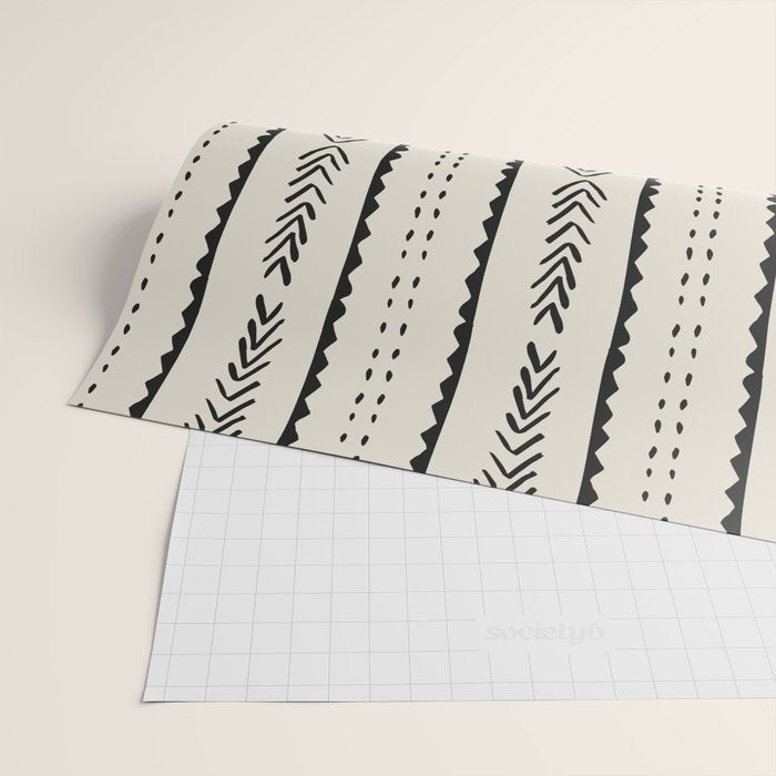 Ivory Mud Cloth Pattern Wrapping Paper Gallery Image 2