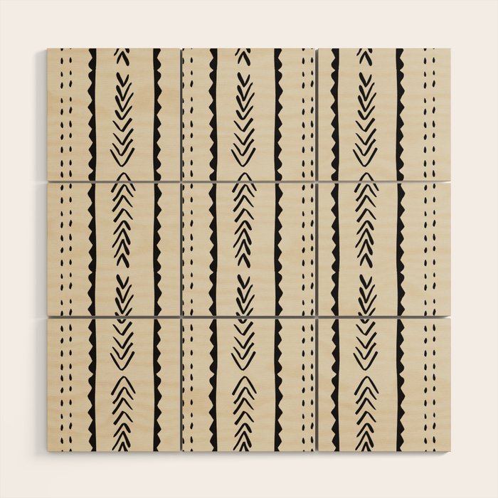 Ivory Mud Cloth Pattern Wood Wall Art Gallery Image 1