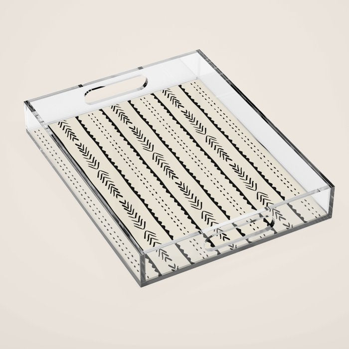 Ivory Mud Cloth Pattern Acrylic Tray Gallery Image 1