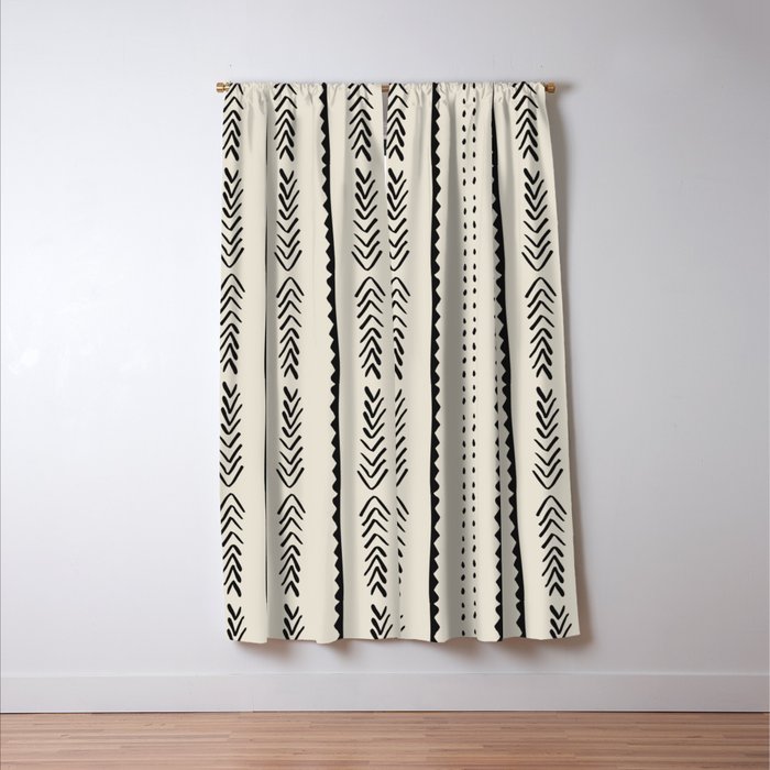 Ivory Mud Cloth Pattern Window Curtain Gallery Image 3