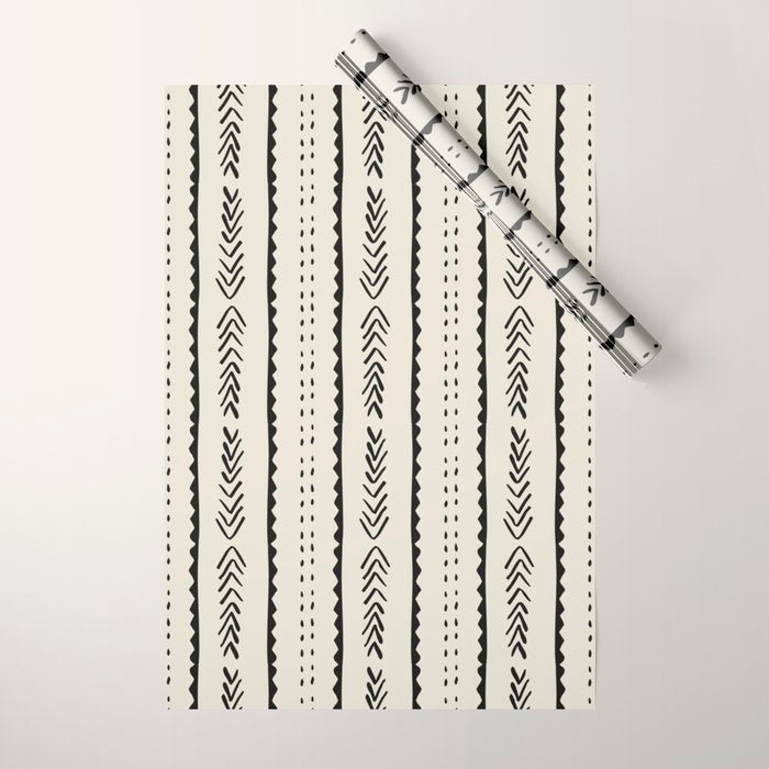 Ivory Mud Cloth Pattern Wrapping Paper Gallery Image 1