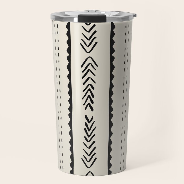 Ivory Mud Cloth Pattern Travel Mug Gallery Image 1