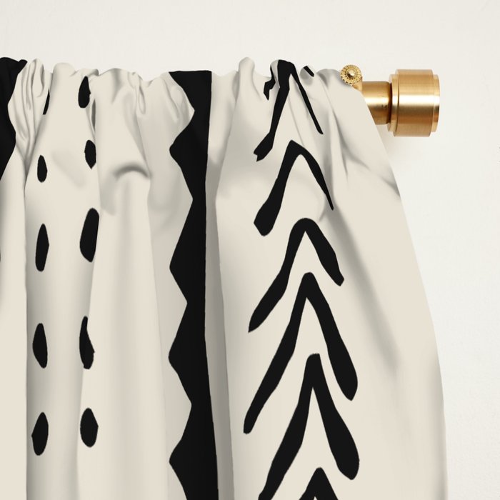 Ivory Mud Cloth Pattern Window Curtain Gallery Image 2