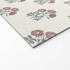 Vintage Sketched Block Print Floral - Green Raspberry Welcome Mat Gallery Image 2