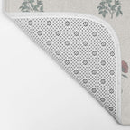 Vintage Sketched Block Print Floral - Green Raspberry Bath Mat Gallery Image 2