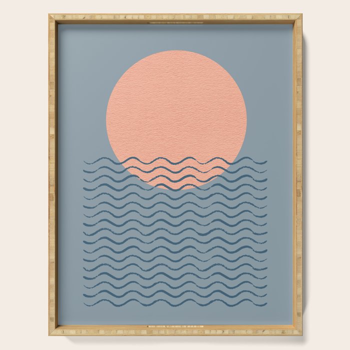 Ocean Wave Sun Blue - Mid Century Modern Serving Tray Gallery Image 1