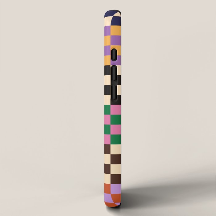 Retro 70s Checkerboard & Stripes iPhone Case Gallery Image 2
