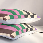 Retro 70s Checkerboard & Stripes Pillow Sham Gallery Image 3