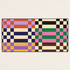 Retro 70s Checkerboard & Stripes Desk Mat Gallery Image 3