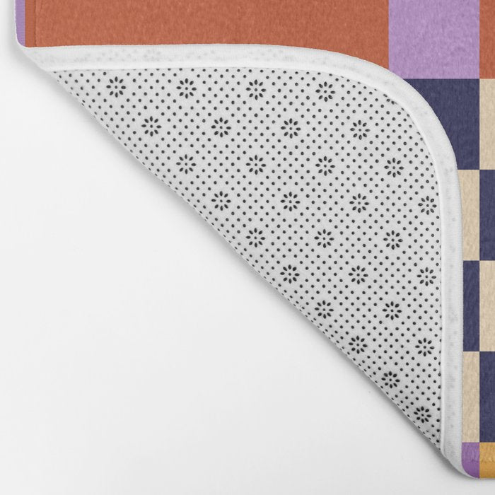 Retro 70s Checkerboard & Stripes Bath Mat Gallery Image 2