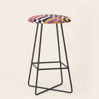 Retro 70s Checkerboard & Stripes Stool Gallery Image 1