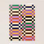 Retro 70s Checkerboard & Stripes Stationery Card Gallery Image 2