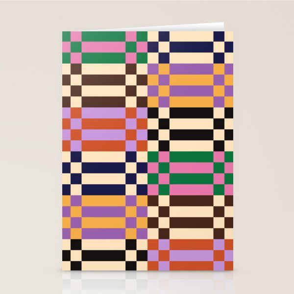 Retro 70s Checkerboard & Stripes Stationery Card Gallery Image 2