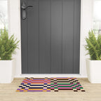 Retro 70s Checkerboard & Stripes Welcome Mat Gallery Image 3