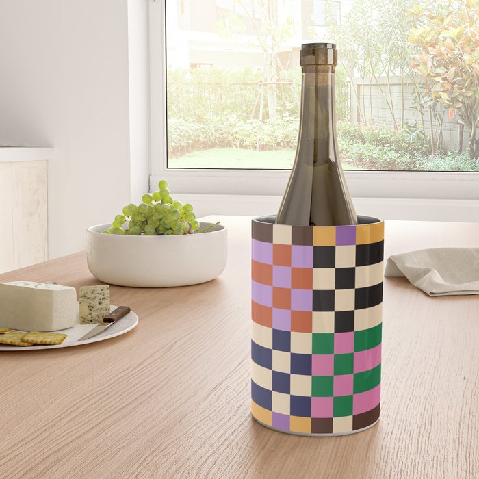 Retro 70s Checkerboard & Stripes Wine Chiller Gallery Image 4
