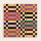 Retro 70s Checkerboard & Stripes Wood Wall Art Gallery Image 1