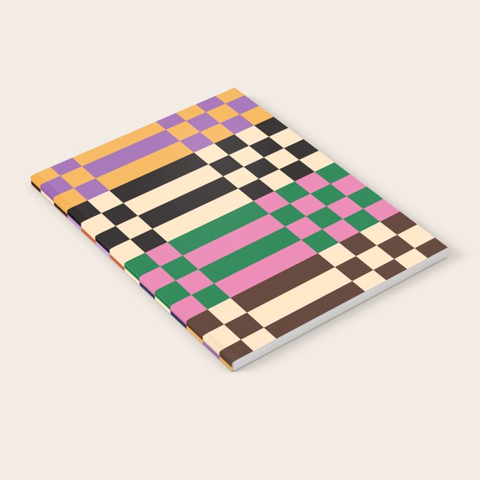 Retro 70s Checkerboard & Stripes Notebook Gallery Image 2