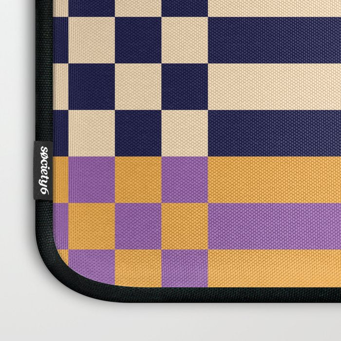 Retro 70s Checkerboard & Stripes Laptop Sleeve Gallery Image 3