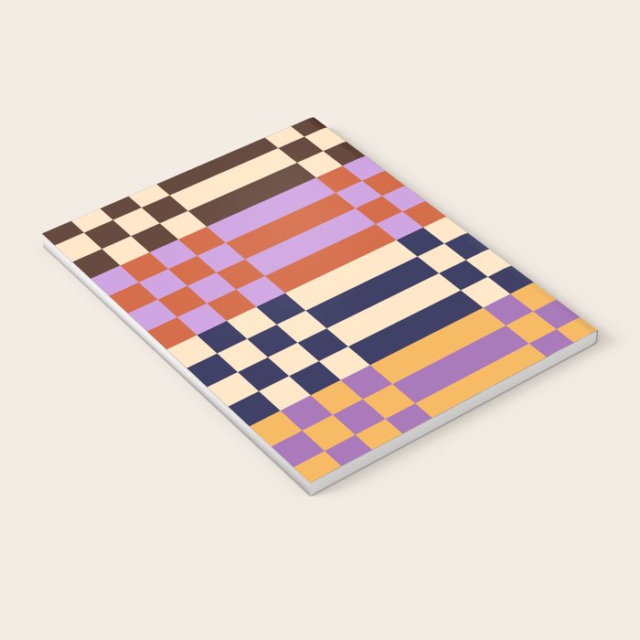 Retro 70s Checkerboard & Stripes Notebook Gallery Image 3