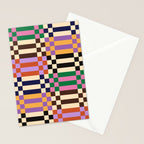 Retro 70s Checkerboard & Stripes Stationery Card Gallery Image 2