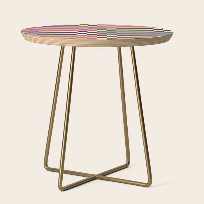 Retro 70s Checkerboard & Stripes Side Table Gallery Image 1