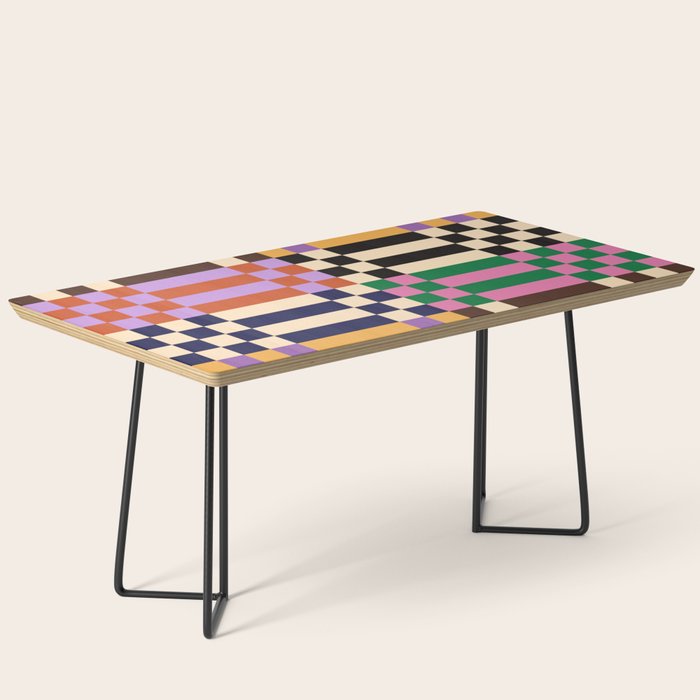 Retro 70s Checkerboard & Stripes Coffee Table Gallery Image 1