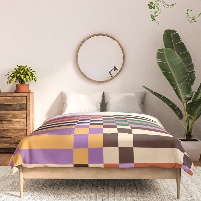 Retro 70s Checkerboard & Stripes Comforter Gallery Image 3