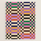 Retro 70s Checkerboard & Stripes Jigsaw Puzzle Gallery Image 1
