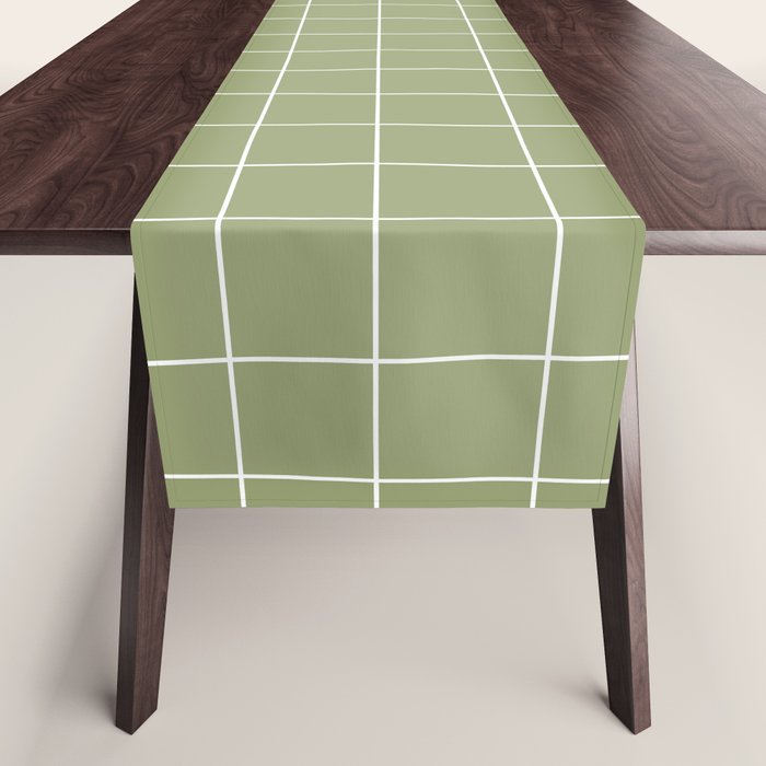 Hand Drawn Grid Green Table Runner Gallery Image 1