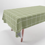 Hand Drawn Grid Green Tablecloth Gallery Image 1
